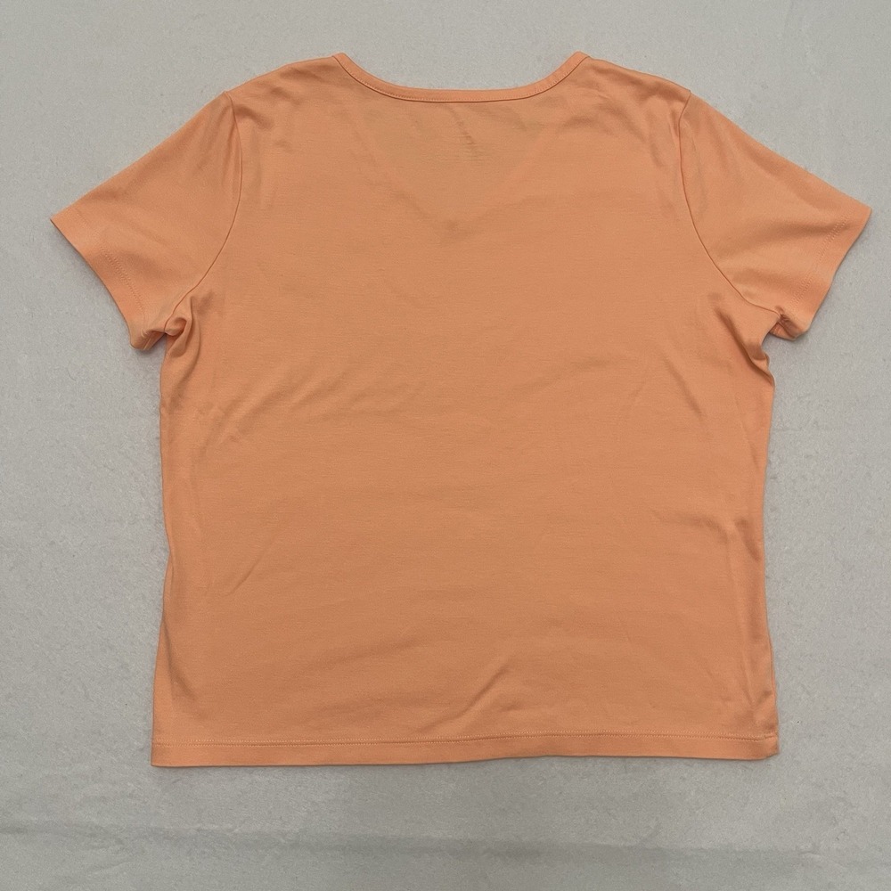 L.L.Bean Petite Peach V-Neck Short Sleeve Pima Cotton T-Shirt Women's S Pet - Picture 2 of 4